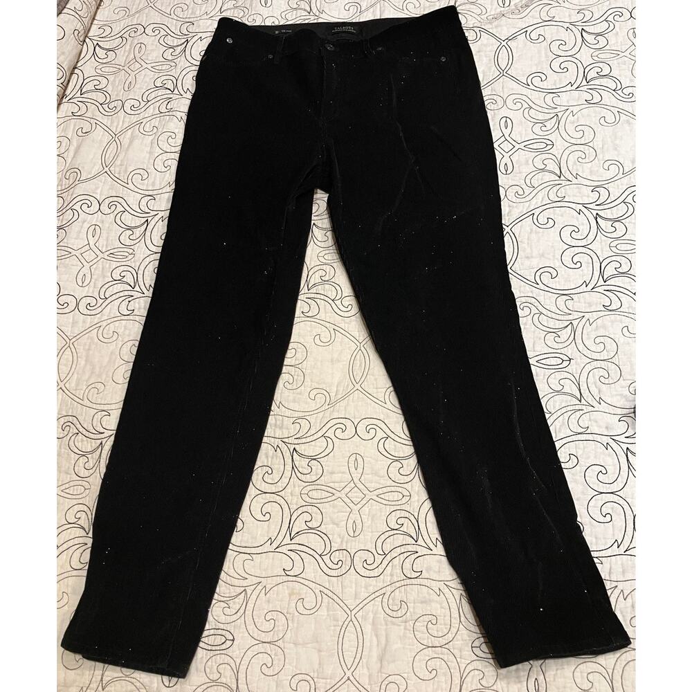 Talbots Black Slim‎ Ankle Pants Silver Corduroy Stretch Womens 10 Silver Glitter